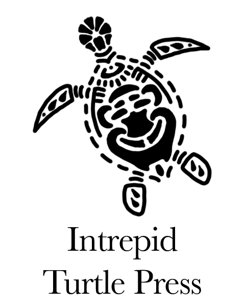 Stylized turtle above the text Intrepid Turtle Press in black.